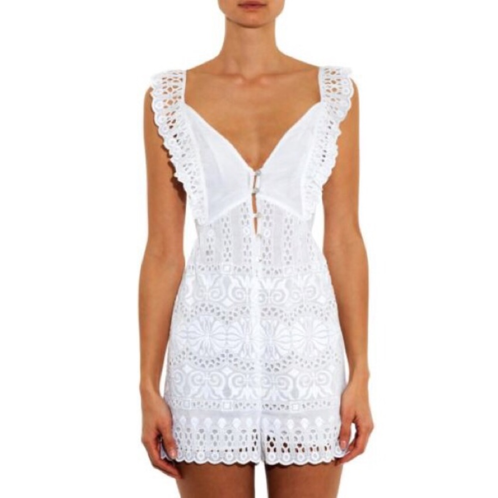 White Zimmermann eyelet playsuit